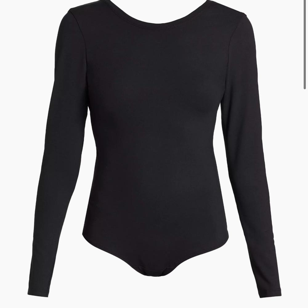 Fitted Black Bodysuit with Long Sleeves